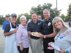 Charles and Loretta Smith, Mayor Mike Felix, Chief Bryan Sylvester and Cyndi Mitchell at the Back the Blue event hosted by Smith & Sons Funeral Home.